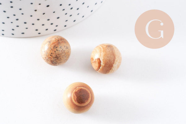 Pierre ronde jaspe paysage naturel non percée 18mm, x1 (G3897)