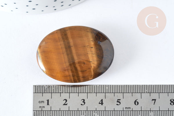 Pierre roulée ovale Œil de tigre naturel poli 44-45mm,pierre naturelle lithothérapie, création bijoux pierre, x1, G7579