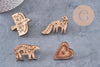 Pin’s Broche oiseau renard ours cœur bois 40mm, x1 (G11007)