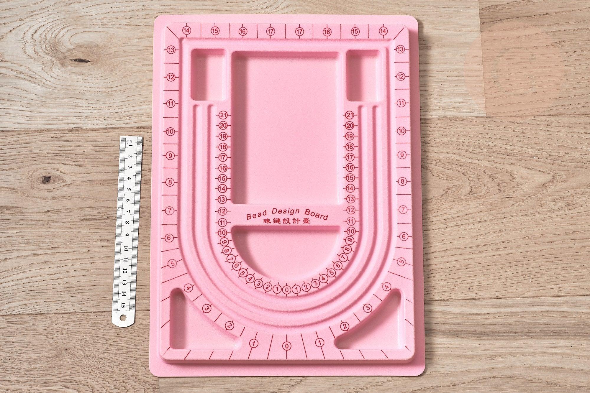 Plateau d'assemblage perles pour fabrication collier ROSE 24x33cm, comptage de perles, avec mesures graduées, x1 (G7051)