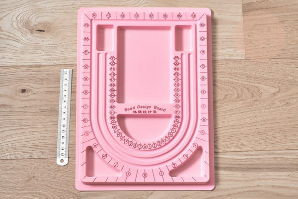 Plateau d'assemblage perles pour fabrication collier ROSE 24x33cm, comptage de perles, avec mesures graduées, x1 (G7051)