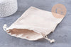 Pochette bijou coton blanc écru 17x12cm, emballage et rangement bijoux, x1 (G10327)