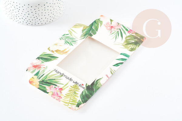 Pochette carton motif tropical 14.6x10.5cm, x1 G3168