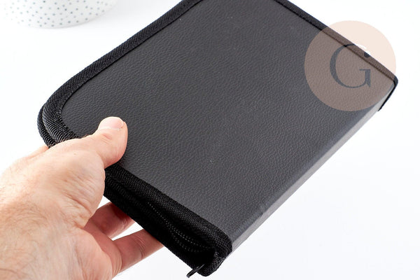 Pochette rangement outils noir rectangulaire imitation cuir 22cm, x1 (G0871)