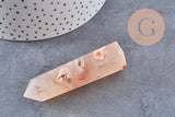 Pointe agate fleur naturelle roulée, agate fleur naturelle, pierre semi-precieuse, séance lithothérapie, x1 (G4863)