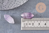Pointe améthyste naturelle non percée 18mm, pointe double, pierre naturelle polie, création bijoux améthyste lithothérapie, x1 (G5621)