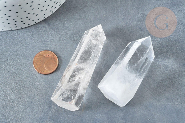Pointe cristal de roche naturel 34-100mm, quartz naturel, pierre semi-précieuse, séance lithothérapie, x1 (G7942)