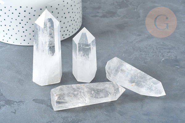 Pointe cristal de roche naturel 34-100mm, x1 (G7942)