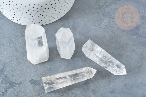 Pointe cristal de roche naturel 34-100mm, x1 (G7942)