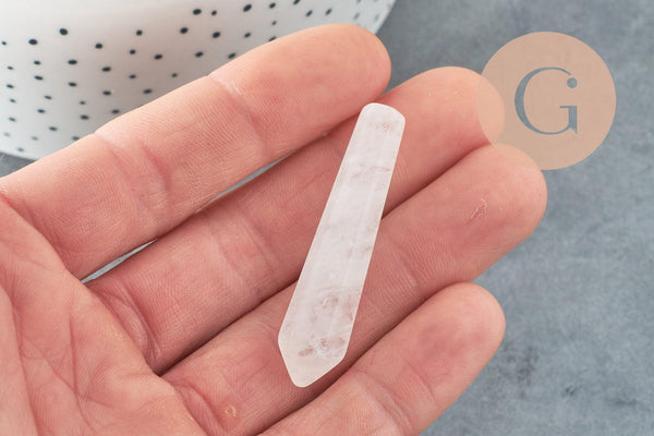 Pointe cristal de roche naturel non percée 50mm, x1 (G6709)