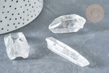 Pointe cristal de rochenaturel transparent brut non percée, x1 (G8231)