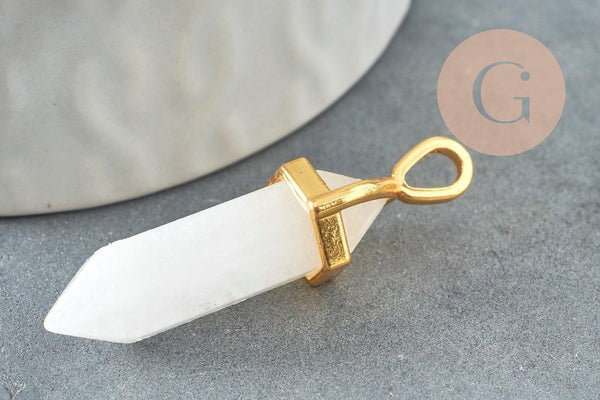 Pointe cristal transparent sans support, fournitures créatives,cristal de synthèse, pendentif pierre, cristal, pendentif cristal,30mm, x1 G2014