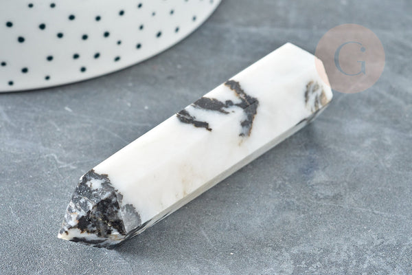 Pointe jaspe zabra naturel 70-80mm, pierre naturelle séance lithothérapie, x1 (G8410)