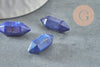 Pointe lapis lazulis naturelle non percée 18mm, pointe double, pierre naturelle polie, création bijoux lapis lithothérapie, x1 G6368