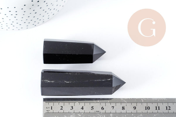 Pointe obsidienne naturelle 34-100mm, pierre semi-précieuse, séance lithothérapie, x1 (G8966)