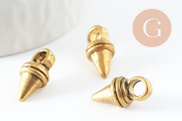 Pointes pendentif doré,rock Punk, pendentif doré, Pendentif rock, création boucles,18mm, x10 (G1577)