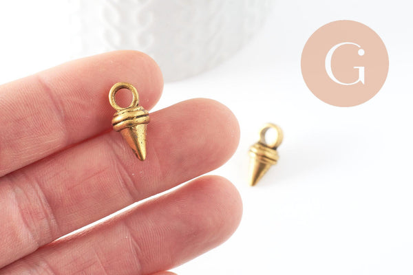 Pointes pendentif doré,rock Punk, pendentif doré, Pendentif rock, création boucles,18mm, x10 (G1577)