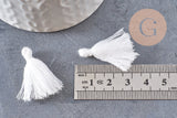 Pompon blanc coton 25-31mm, x5 (G1790)