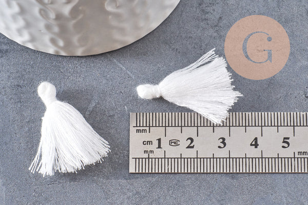 Pompon blanc coton 25-31mm, x5 (G1790)