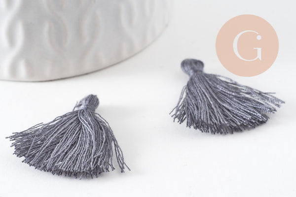 Pompon gris foncé coton,décoration pompon,accessoire coton, coton gris,25-31mm, x5 G1668