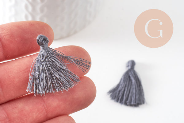 Pompon gris foncé coton,décoration pompon,accessoire coton, coton gris,25-31mm, x5 G1668