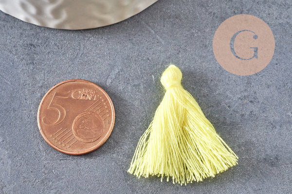 Pompon jaune coton 25-31mm, x5 (G2764)