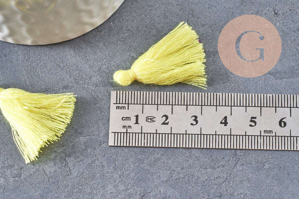 Pompon jaune coton 25-31mm, x5 (G2764)