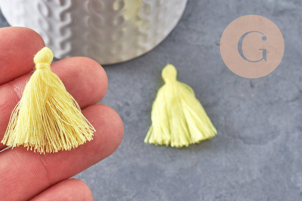 Pompon jaune coton 25-31mm, x5 (G2764)
