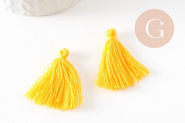 Pompon jaune safranfil de coton 28mm,décoration pompon pour création de bijoux, x5 G0099