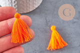 Pompon orange fil coton fluo 28mm, x 5 (G1588)