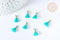Pompon vert polyestère support doré 10-15mm,décoration pompon, pompon boucles,fabrication bijoux bohème, x10 (G8223)