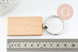 Porte-clef rectangle bois personnalisable 63.5mm, x1 (G9633)