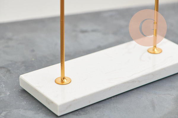 Présentoir à bijoux boucles d'oreilles Arc en ciel laiton doré marbre 27.5cm, x1 (G10248)