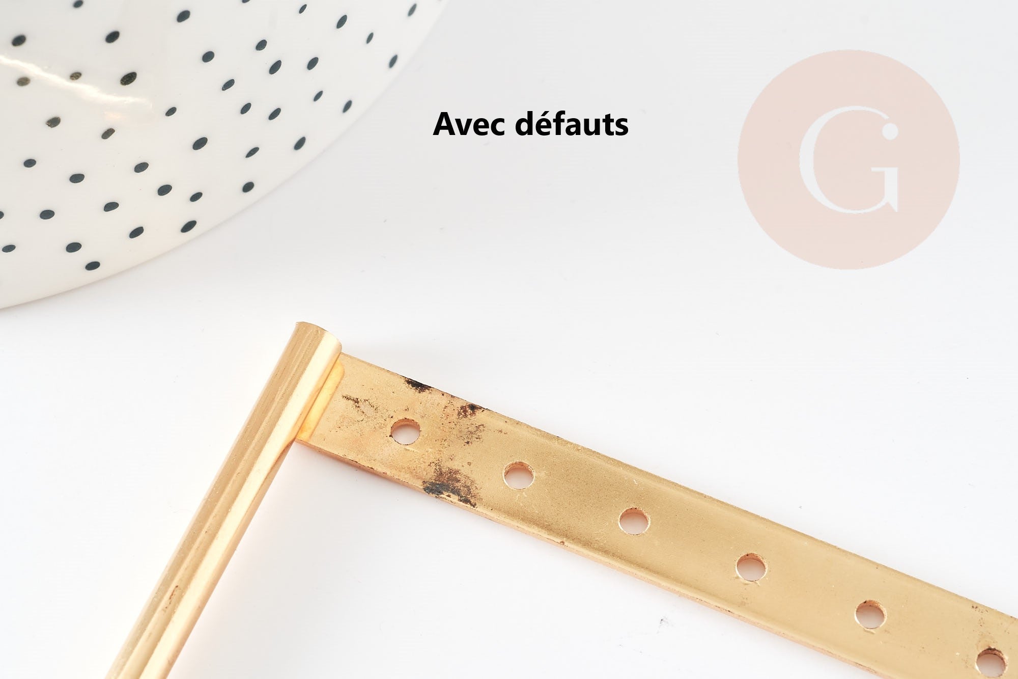 Présentoir à bijoux boucles d'oreilles laiton doré socle bois 25.25cm, x1 (G7468)