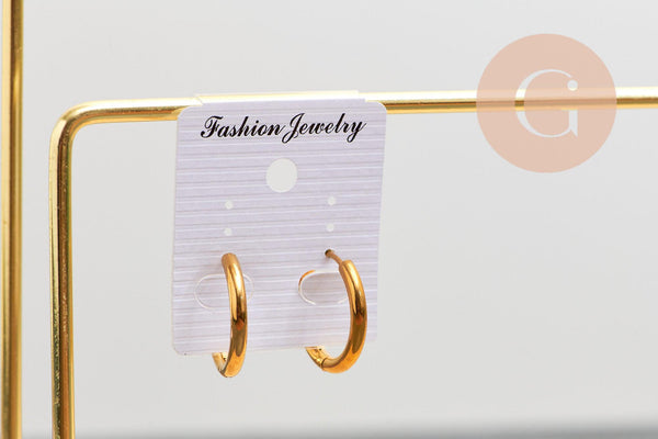 Présentoir à bijoux boucles d'oreilles laiton doré socle bois 34cm, x1 (G10249)