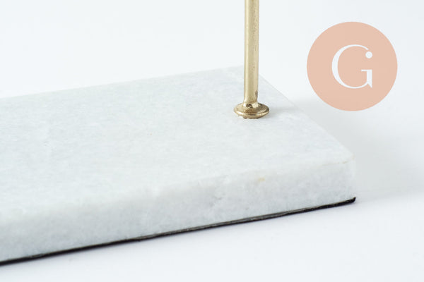 Présentoir à bijoux boucles d'oreilles laiton doré socle marbre, x1 (G9796)