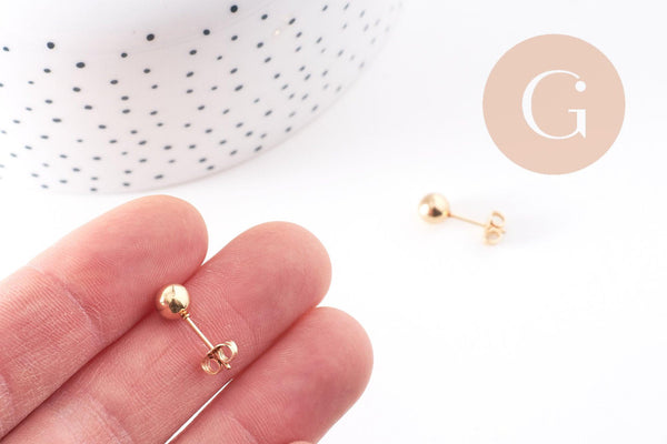 Puces d'oreilles avec boules en acier 304 inoxydable 17x6mm, tige 0.8mm, la paire (G4919)