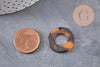 Pendentif cercle marron acétate,perle acétate,connecteur plastique, 21.5mm, x2 (G1551)