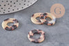Pendentif cercle beige acétate,perle acétate,connecteur plastique,21.5mm, x2 (G2704)