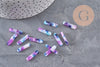 Purple and blue acetate rectangular pendant, 19.5mm, x10 (G3087)