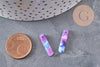 Purple and blue acetate rectangular pendant, 19.5mm, x10 (G3087)