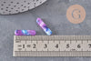 Purple and blue acetate rectangular pendant, 19.5mm, x10 (G3087)