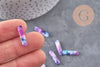 Purple and blue acetate rectangular pendant, 19.5mm, x10 (G3087)