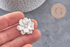 Cabochon fleur résine blanche nacrée 24mm, x2 (G4388)