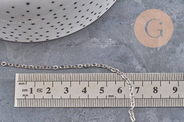 Chaine fine forçat en fer platine 3x2mm, x5 mètres (G5006)