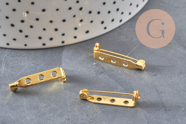 Support de broche en fer doré 27mm, x10 (G5845)