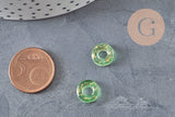 Colgante de donut de vidrio verde y pan de oro, un colgante de vidrio redondo para sus creaciones de joyería, 15x3 mm, x 10, G3300