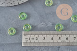 Colgante de donut de vidrio verde y pan de oro, un colgante de vidrio redondo para sus creaciones de joyería, 15x3 mm, x 10, G3300