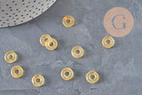 Yellow glass and gold leaf donut pendant, a round glass pendant for your jewelry creations, 15x3mm, x 10 (3.5g) G3505