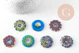 Pendentif donut millefiori murano multicolore 29-39mm x1 (G1451)-Breloques et pendentifs-Gingerlily Perles